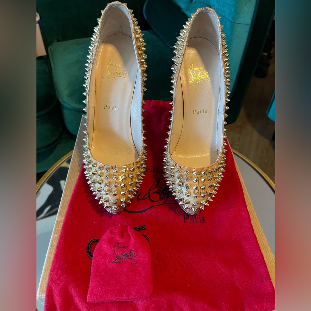 Christian Louboutin Gold Spiked Heels